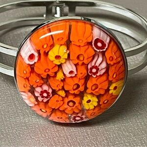 Colorful Floral Bracelet with Silver Band, Murino Style, New in Box.